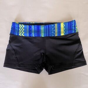 Forever 21 Black Shorts with Blue and Yellow Pattern